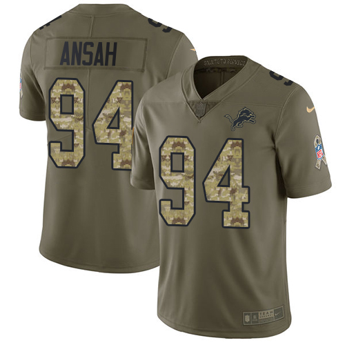 Nike Lions #94 Ziggy Ansah Olive/Camo Men's Stitched NFL Limited Salute To Service Jersey